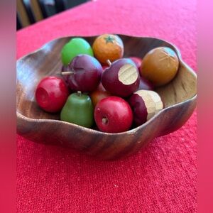 Wooden Fruit Bowl with Assorted Fruits
